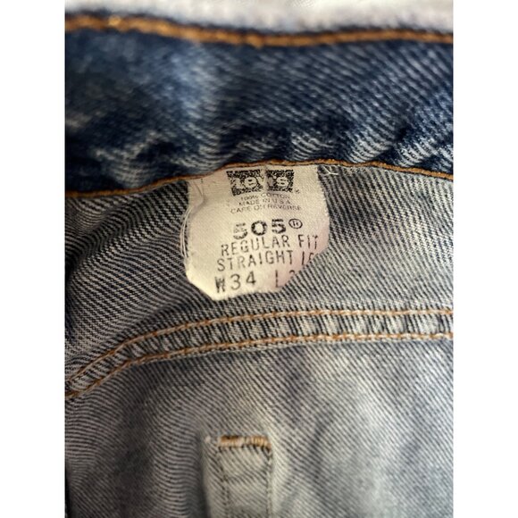 Vintage Levis 505 USA Regular Fit Straight 80's Denim Jeans W34 L30 Distressed - Picture 4 of 8